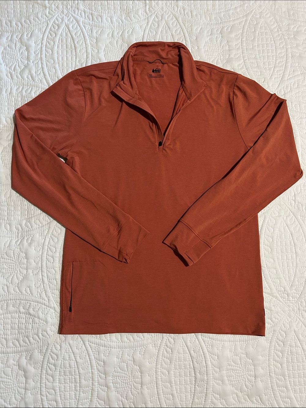 REI Men's Active Pursuit Quarter Zip Pullover- RUST- Sz: S